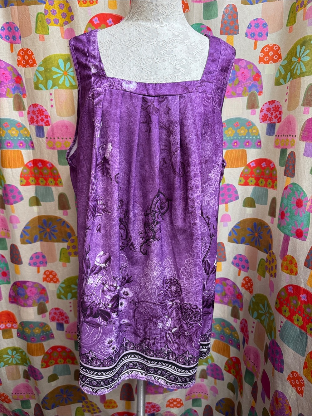 Flycurvy Purple Floral Sleeveless Dress